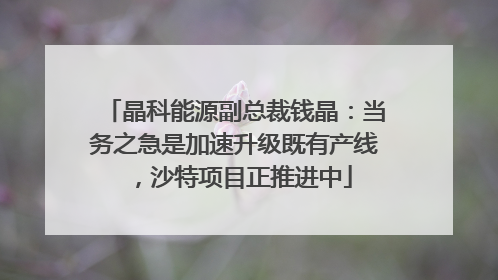 晶科能源副总裁钱晶：当务之急是加速升级既有产线，沙特项目正推进中